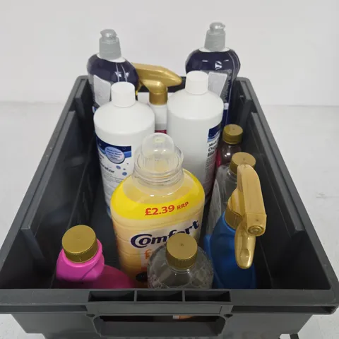 APPROXIMATELY 10 ASSORTED HOUSEHOLD PRODUCTS TO INCLUDE COMFORT DETERGENT, URINE DESTROYER, DISINFECTANT ETC