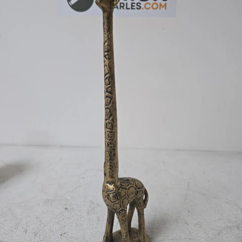BRASS-TONED GIRAFFE SCULPTURE