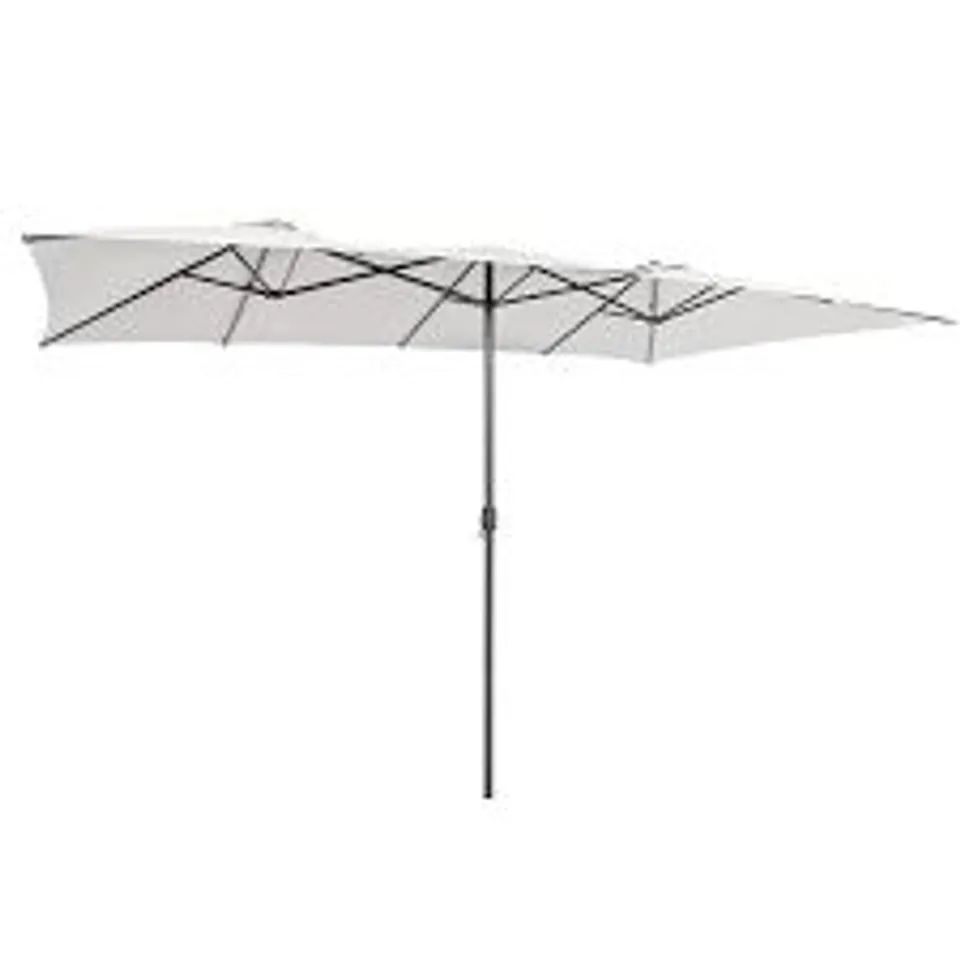 BOXED COSTWAY 9 X 15-FT OFF-WHITE POLYESTER/STEEL DOUBLE-SIDED PATIO UMBRELLA