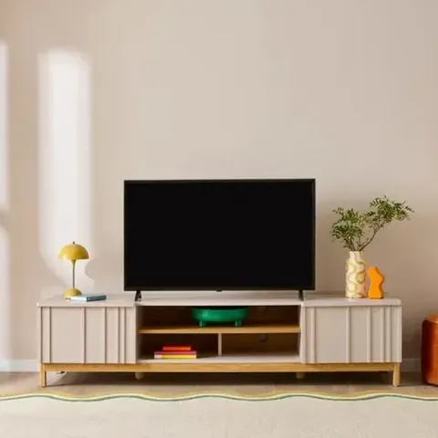 BOXED ELEMENTS THOMPSON EXTRA WIDE TV UNIT FOR TVS UP TO 75" - MUSHROOM GREY (1 BOX)