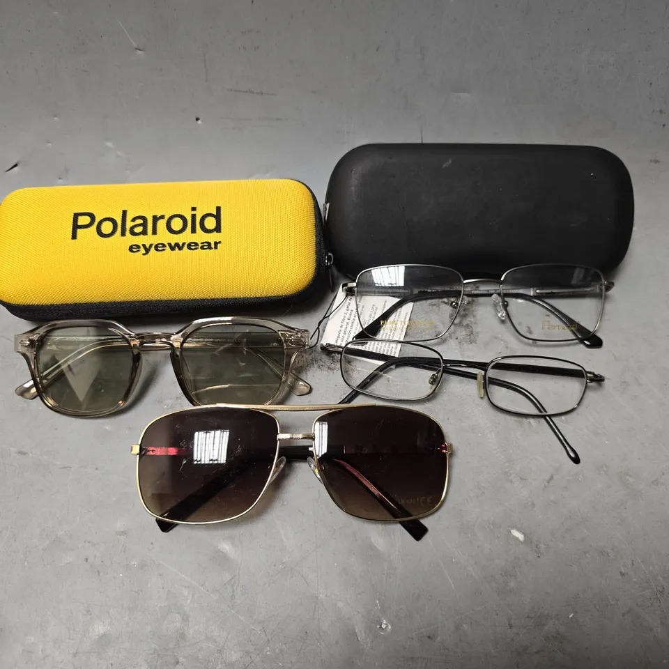 APPROXIMATELY 12 ASSORTED VISION CARE ITEMS TO INCLUDE - SUN GLASSES , EYEWEAR GLASSES , CARRY CASE 