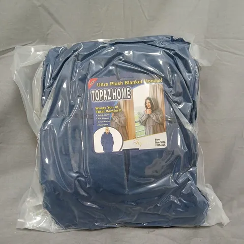 SEALED TOPAZ HOME ULTRA PLUSH BLANKET HOODIE IN BLUE - ONE SIZE