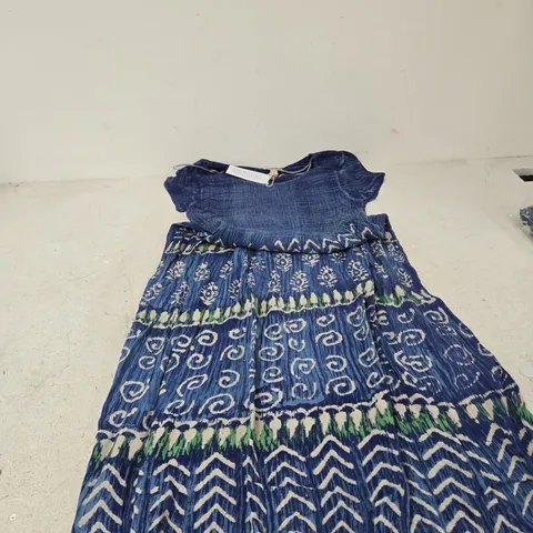 MUDFLOWER WOMEN'S MAXI DRESS, BLUE PATTERN – UK 10 (EU 38, US 6)