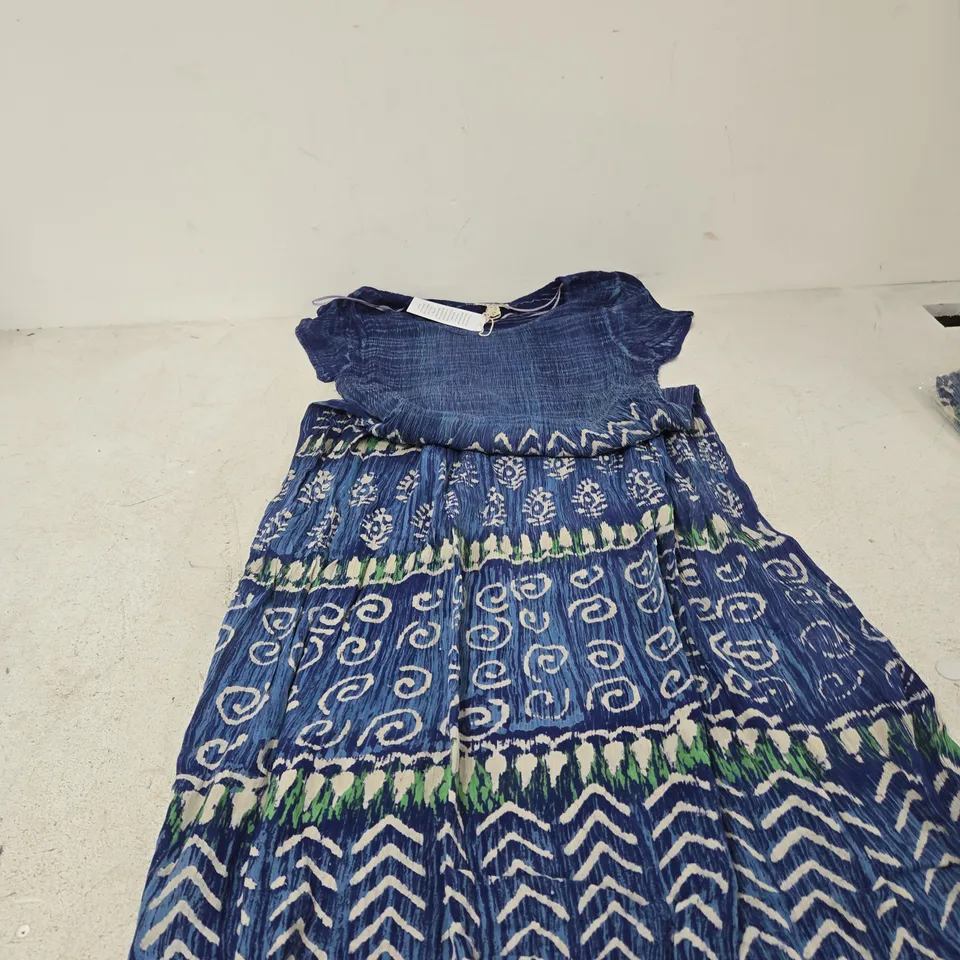 MUDFLOWER WOMEN'S MAXI DRESS, BLUE PATTERN – UK 10 (EU 38, US 6)