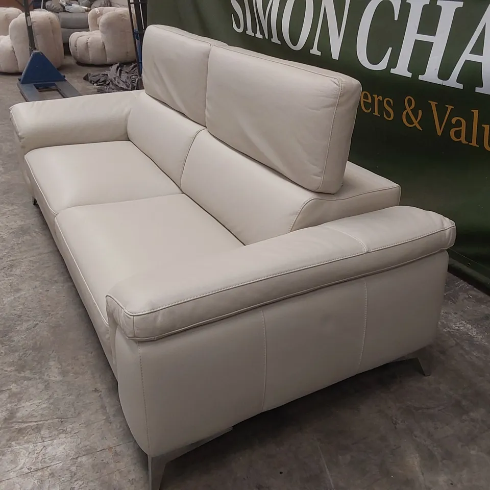 QUALITY DESIGNER ITALIAN MADE FLAVIO 3 SEATER MAXI LEATHER SOFA - SAND