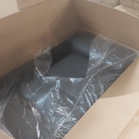BOXED KANSAS CORNER SOFA - GREY PREMIUM FAUX LEATHER - MISSING PARTS AND CUSHIONS (3 BOXES)