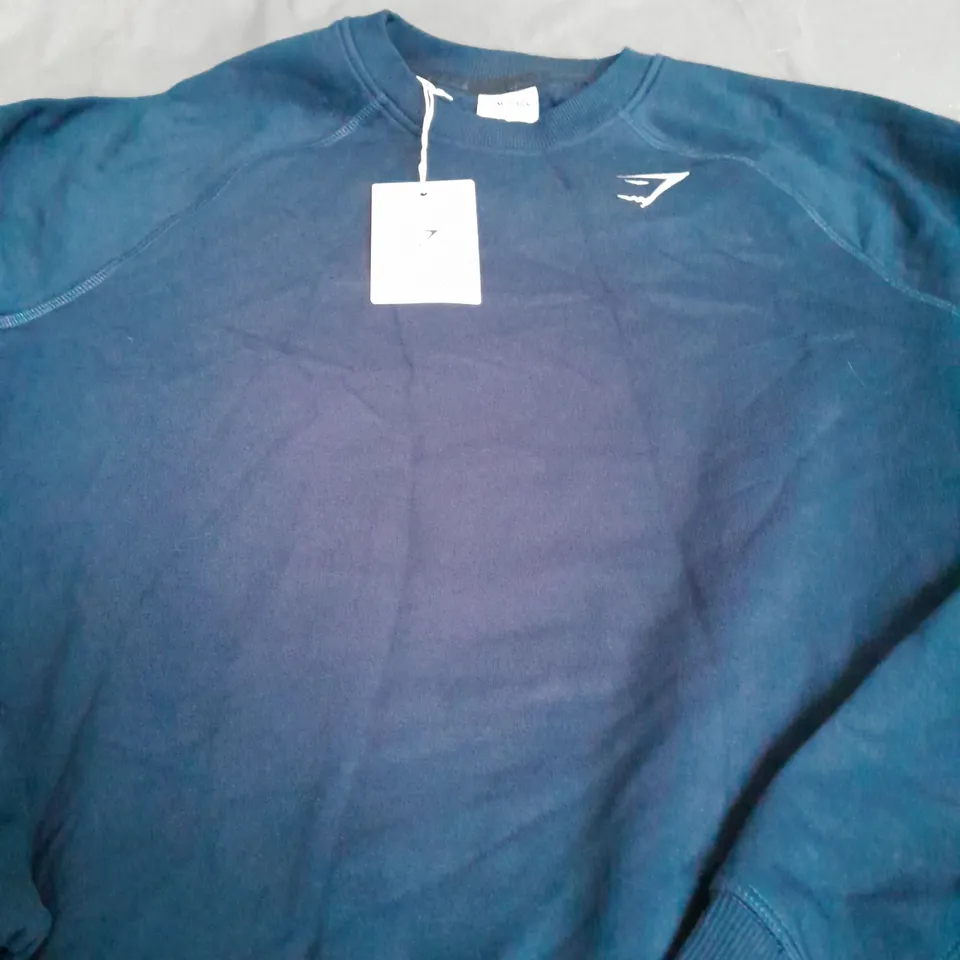 GYMSHARK CREST CREW JUMPER IN NAVY - SMALL