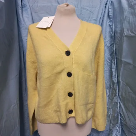 WHISTLES WOOL MIX POCKET CARDIGAN IN YELLOW - M