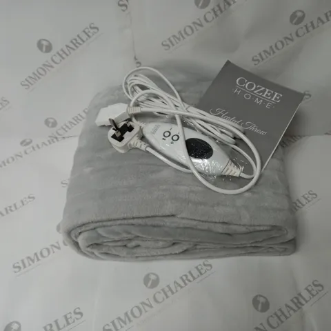 BOXED COZEE HOME HEATED BLANKET THROW IN LIGHT GREY 