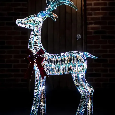 BOXED BOSK SILVER REINDEER WITH WHITE LED LIGHTS