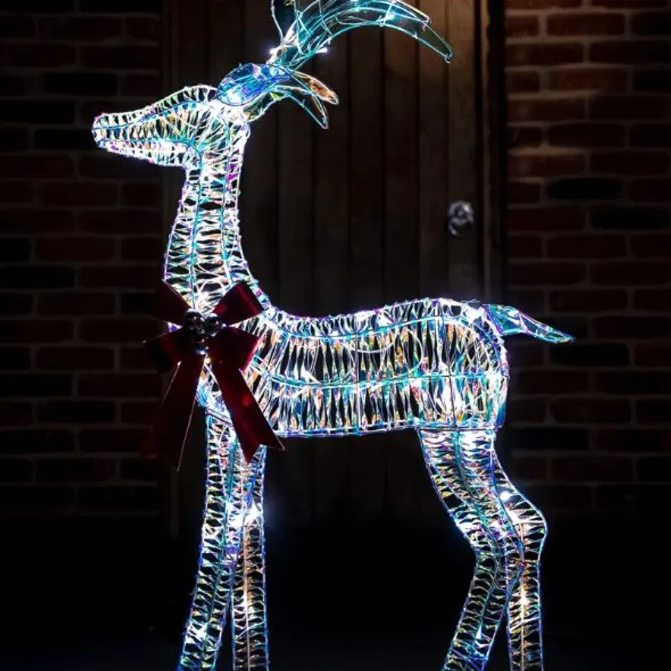 BOXED BOSK SILVER REINDEER WITH WHITE LED LIGHTS