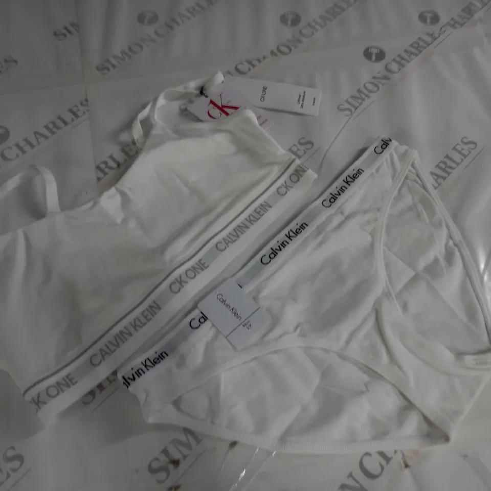 CALVIN KLEIN ONE BRA AND PANTS SET IN WHITE - S