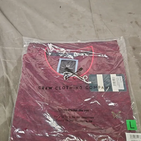 CREW CLOTHING COMPANY OXFORD PIQUE TEE – CHERRY NAVY – UK L