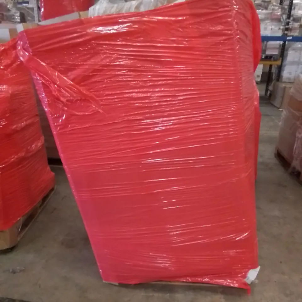 PALLET CONTAINING ASSORTED HOUSEHOLD PRODUCTS. INCLUDES TOILET SEAT, PLASTIC TOY KIDS SWORD, HEATED THROW, YOGA MAT, ARM MOUNT, KITCHEN MIXER ETC
