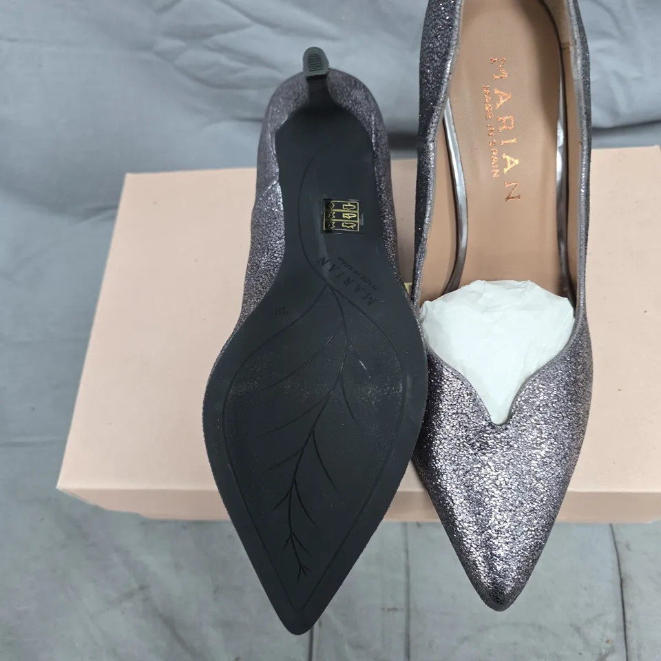 MARIAN STARTER ARGENTO 3716 SILVER GLITTER HIGH HEELS UK 5.5 