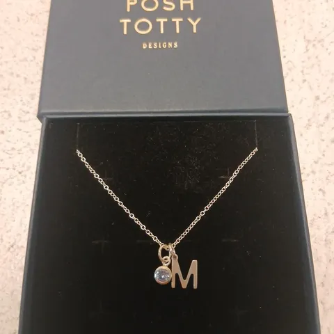 POSH TOTTY DESIGNS BIRTHSTONE & INITIAL CHARM NECKLACE STERLING SILVER