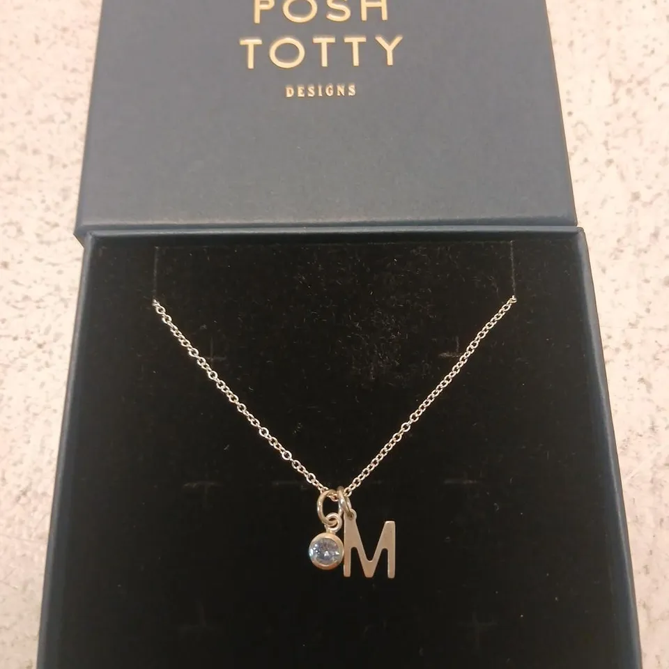 POSH TOTTY DESIGNS BIRTHSTONE & INITIAL CHARM NECKLACE STERLING SILVER
