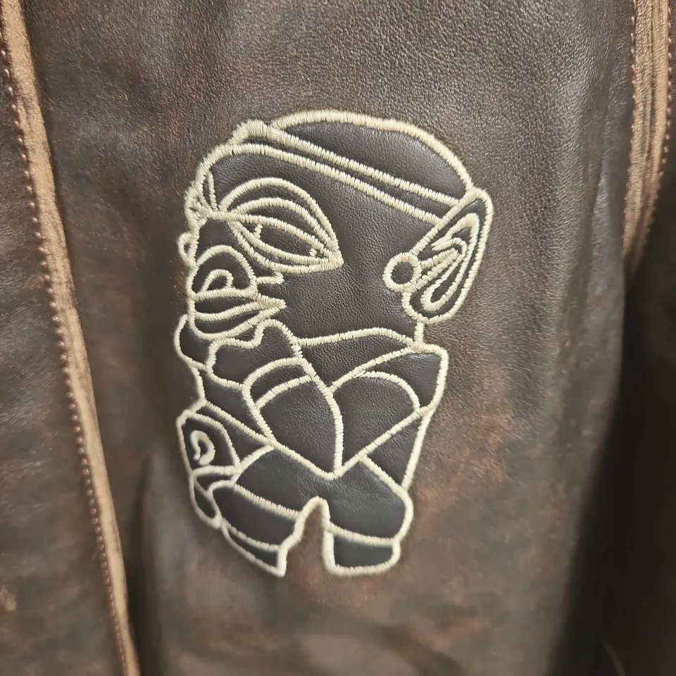 JOHN LEWIS LABRUM VARSITY JACKET IN BROWN - L