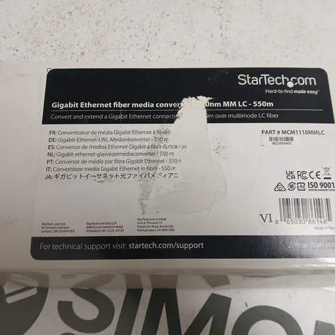 STARTECH GIGABIT ETHERNET FIBER MEDIA CONVERTER - MM LC, 550M; PART MCM110MMMLC