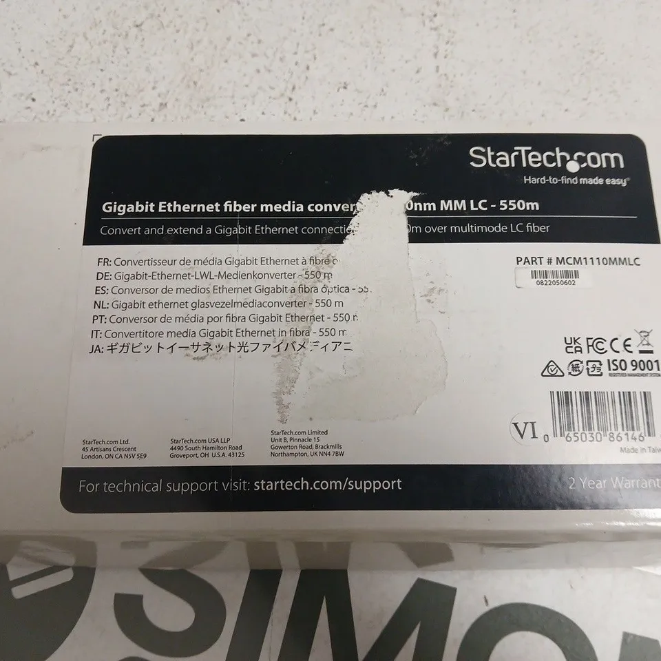 STARTECH GIGABIT ETHERNET FIBER MEDIA CONVERTER - MM LC, 550M; PART MCM110MMMLC