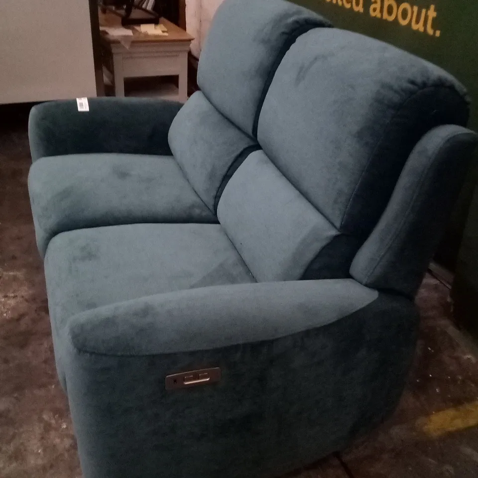 DESIGNER G PLAN MADE HAMILTON MONTILLA TEAL ELECTRIC RECLINING TWO SEATER SOFA
