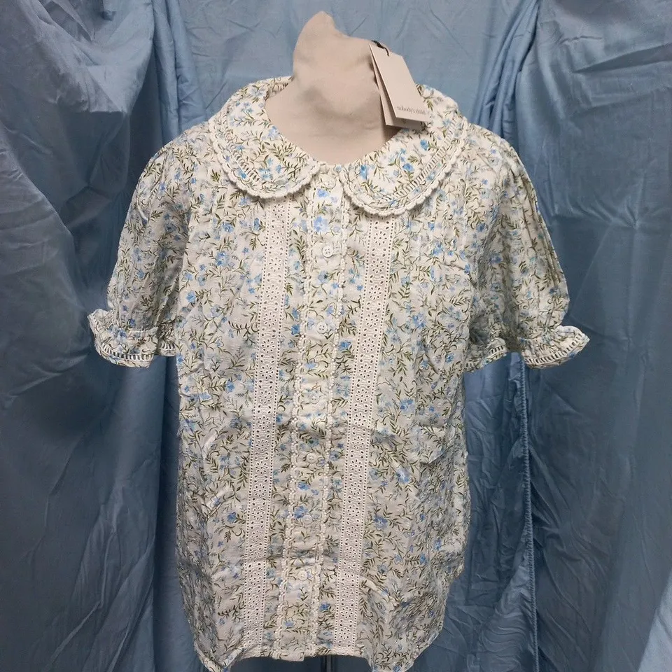 NOBODYS CHILD THIMBOLINA TRIM DETAIL PETER PAN BLOUSE - UK 12