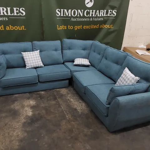 QUALITY DESIGNER L SHAPED SOFA BLUE FABRIC