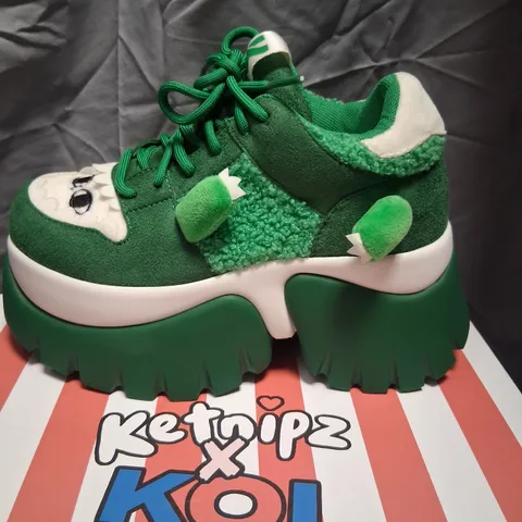BRAND NEW BOXED KETNIPZ X KOI BEANZILLA PLATFORM TRAINERS GREEN SIZE 9