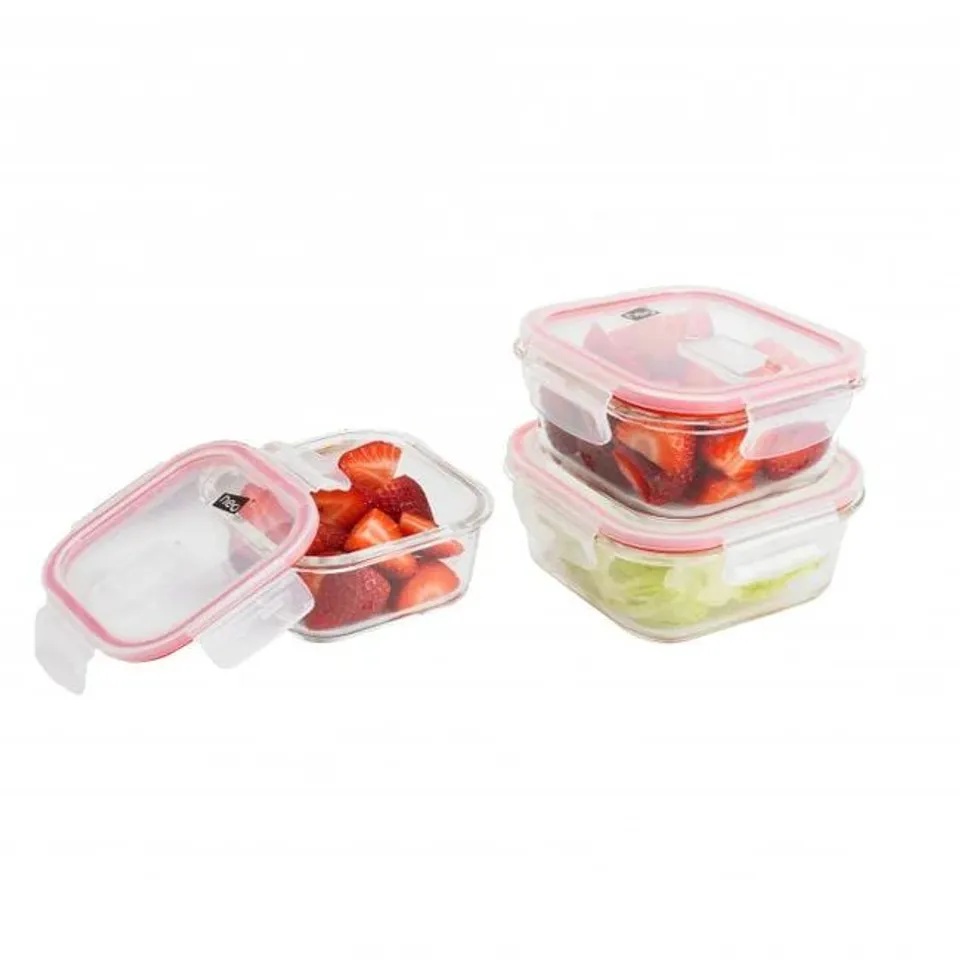BOXED CONTAINING 8 SETS OF NEO 3PC GLASS FOOD STORAGE CONTAINER SET WITH AIR VENT LIDS