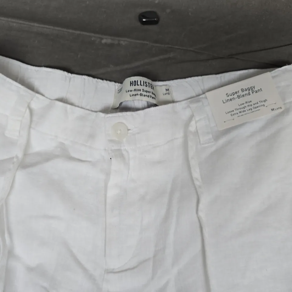 HOLLISTER SUPER BAGGY LINEN-BLEND PANTS IN WHITE - M LONG