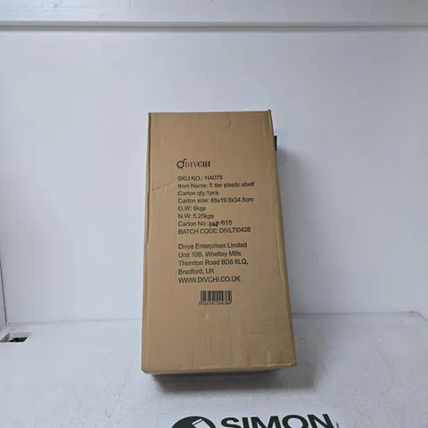 DIV CHI 5 TIER PLASTIC SHELF BOXED
