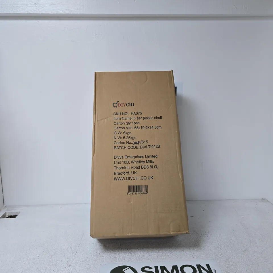 DIV CHI 5 TIER PLASTIC SHELF BOXED