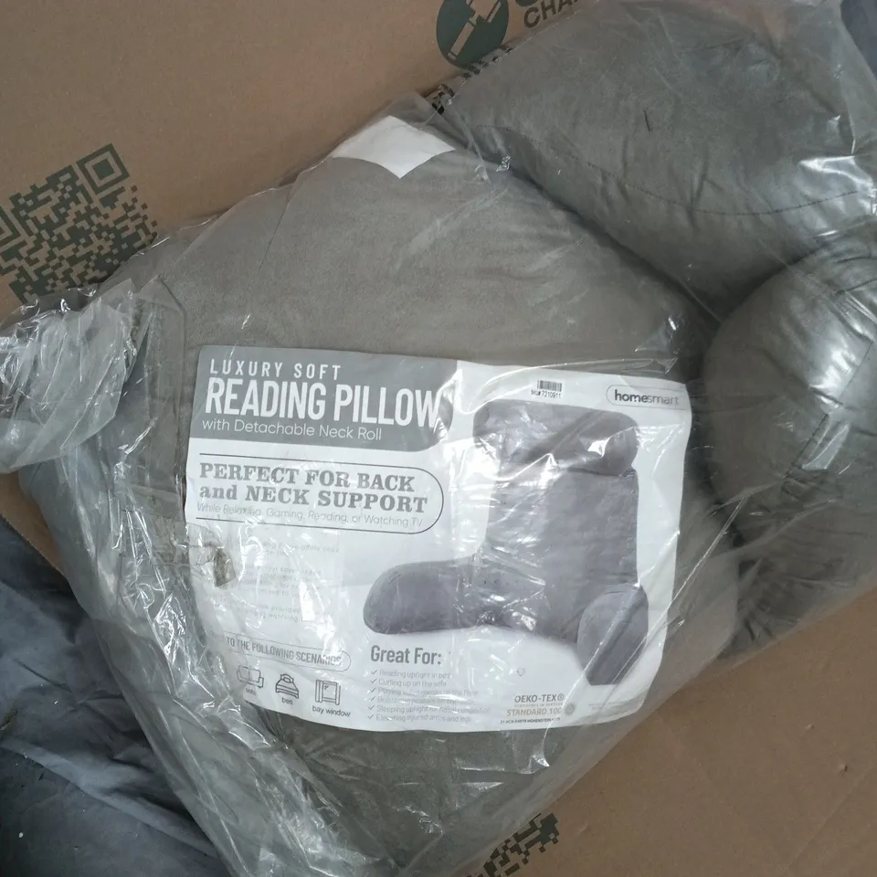 HOMESMART LUXURY SOFT READING PILLOW WITH DETACHABLE NECK ROLL – GREY