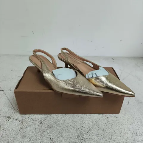 SPOT ON GOLD METALLIC SLINGBACK HEELS – WOMEN'S UK 4