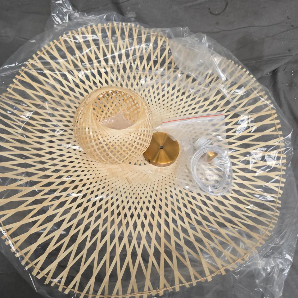 CIRCULAR RATTAN PENDANT LIGHT SHADE WITH BRASS FITTING