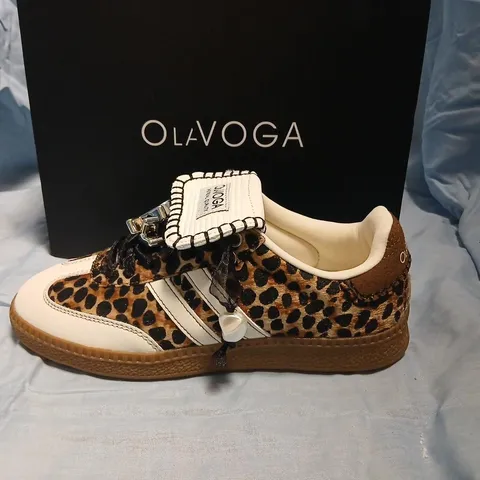 OLAVOGA LEOPARD PRINT SNEAKERS – WOMEN’S SHOES, UK 3 (EU 36) WITH BOX