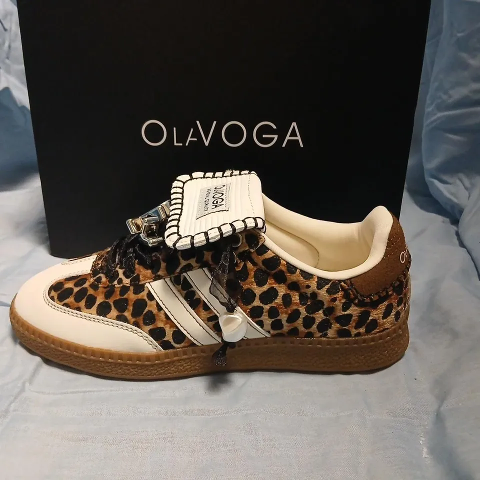 OLAVOGA LEOPARD PRINT SNEAKERS – WOMEN’S SHOES, UK 3 (EU 36) WITH BOX