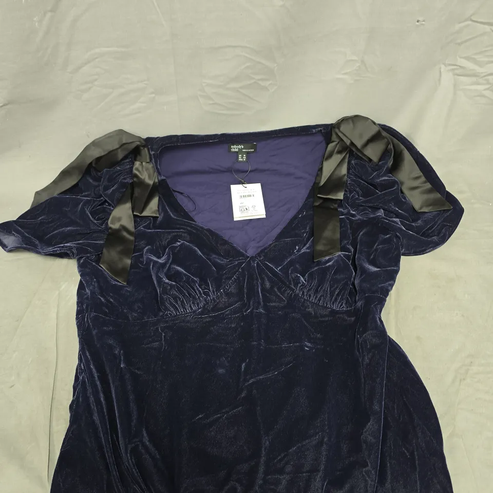 NOBODY'S CHILD VELVET MINI DRESS BLUE SIZE 16