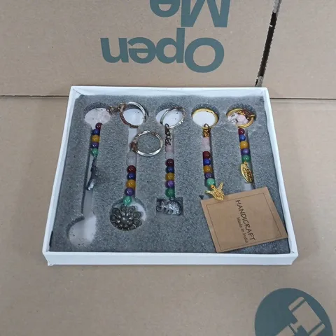 LARGE QUANTITY OF LIVMORE SET OF 5 GEMSTONE KEYCHAINS