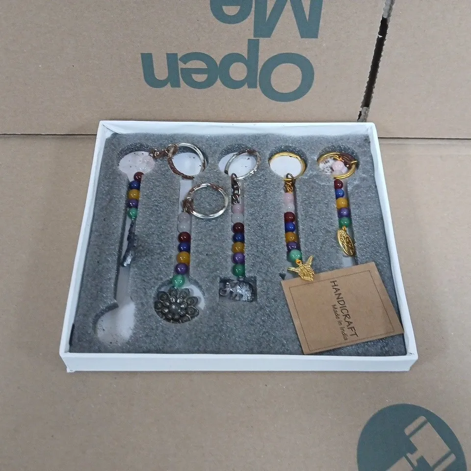 LARGE QUANTITY OF LIVMORE SET OF 5 GEMSTONE KEYCHAINS