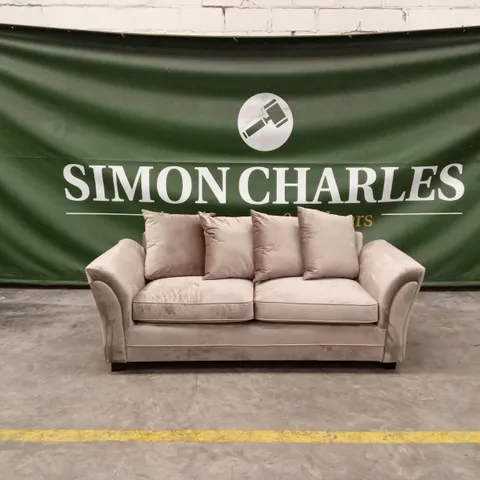 LEILA FABRIC 3 SEATER SOFA - MINK