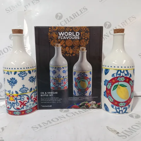 BOXED WORLD OF FLAVOURS BY KITCHEN CRAFT OIL & VINEGAR BOTTLE SET