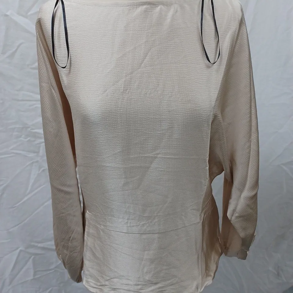H&M SATIN LONG SLEEVE BALOON TOP, GOLD - SIZE M