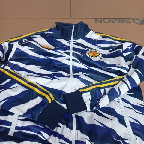 NORTH EAST TARTAN ARMY WORLD CUP ADIDAS JACKET β NAVY/WHITE ZEBRA PRINT , SIZE M