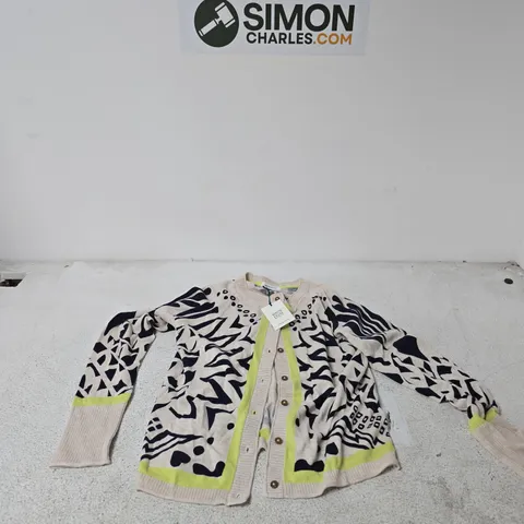 WHITE STUFF CARDIGAN – ZEBRA PRINT WITH NEON TRIM, UK 10 (EU 38)