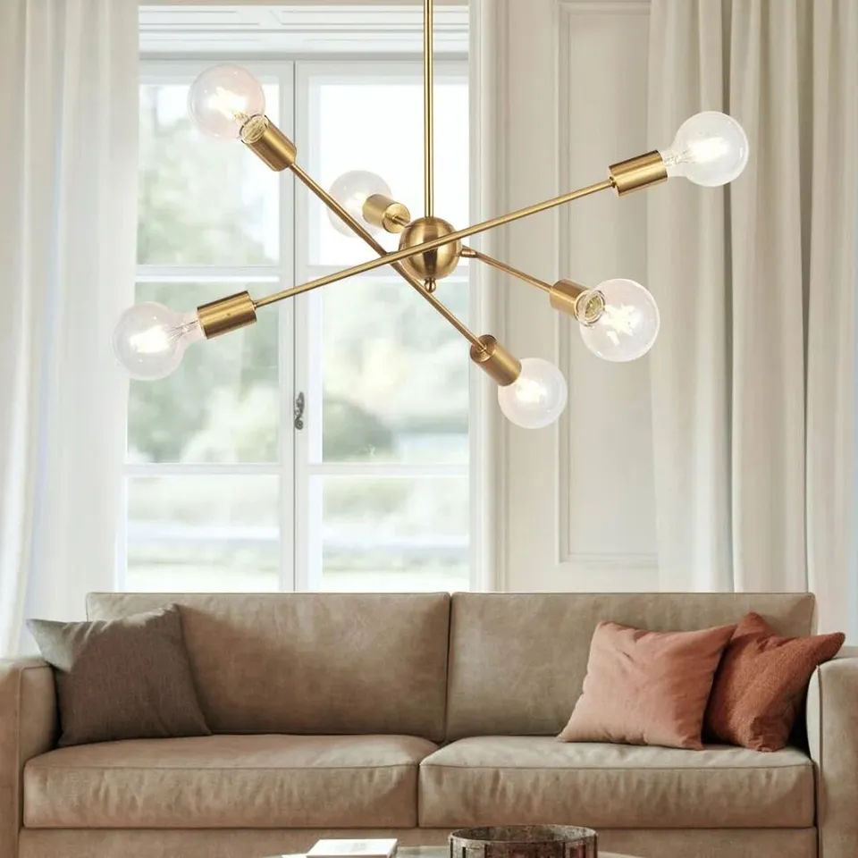 BOXED BRAUNSTE 6-LIGHT INDUSTRIAL SPUTNIK CHANDELIER 