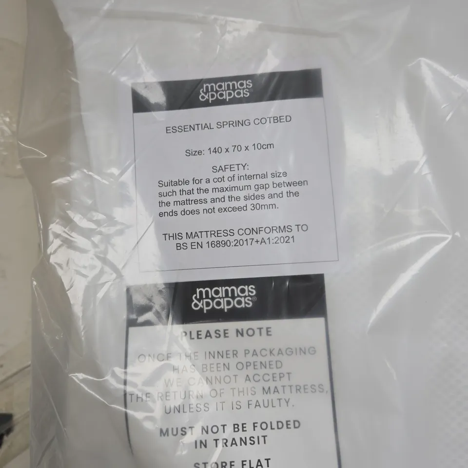 MAMAS & PAPAS ESSENTIAL SPRING COTBED MATTRESS 140 X 70 X 10 CM