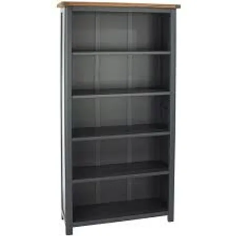 BOXED DUNKELD MIDNIGHT 5 SHELF BLUE GREY TALL BOOKCASE (1 BOX)