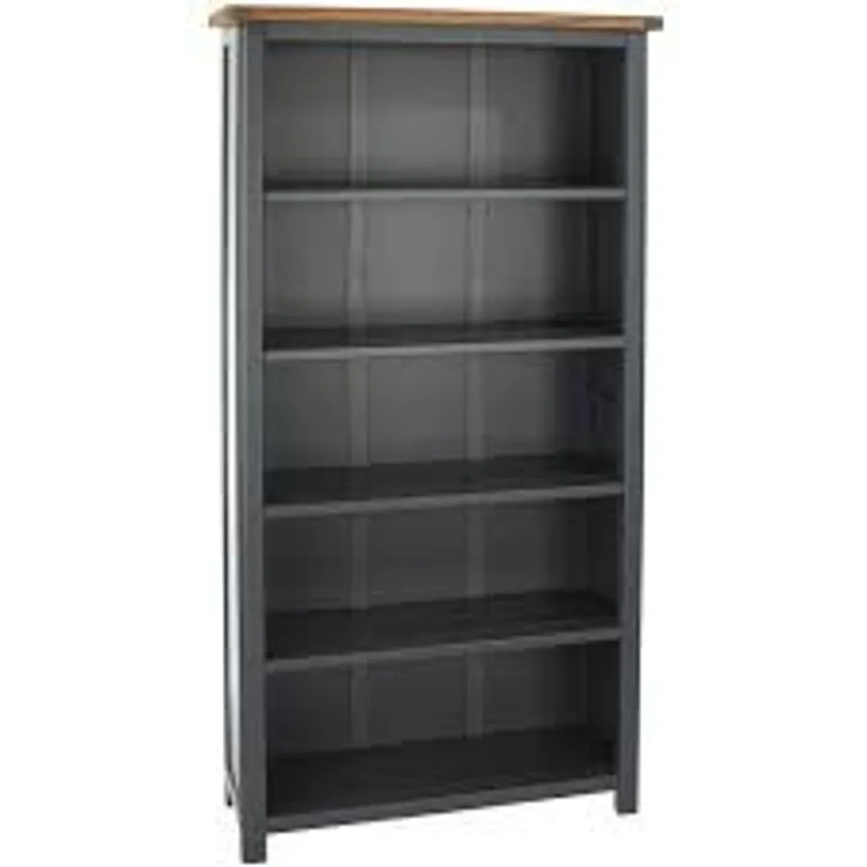 BOXED DUNKELD MIDNIGHT 5 SHELF BLUE GREY TALL BOOKCASE (1 BOX)
