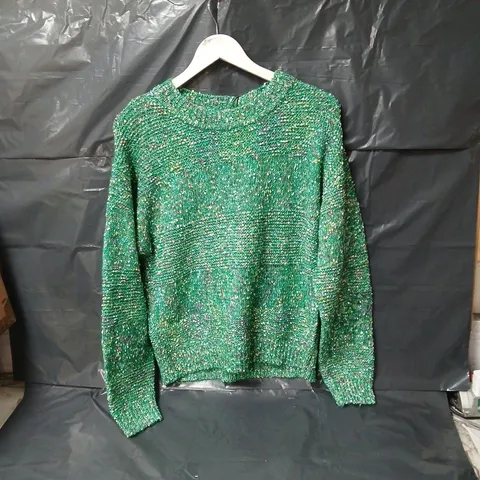 ICHI LONG SLEEVE SWEATER IN GREEN MULTI - MEDIUM